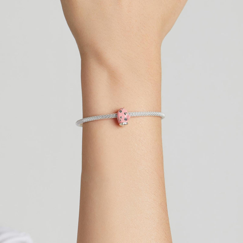 925 Sterling Silver Diy Pink Beaded Bracelet / Necklace Set