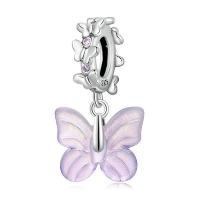 925 Sterling Silver Glazed Butterfly Pendant For Diy Bracelets & Necklaces