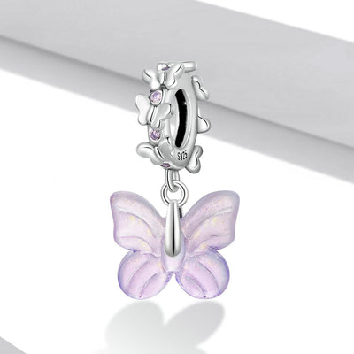 925 Sterling Silver Glazed Butterfly Pendant For Diy Bracelets & Necklaces