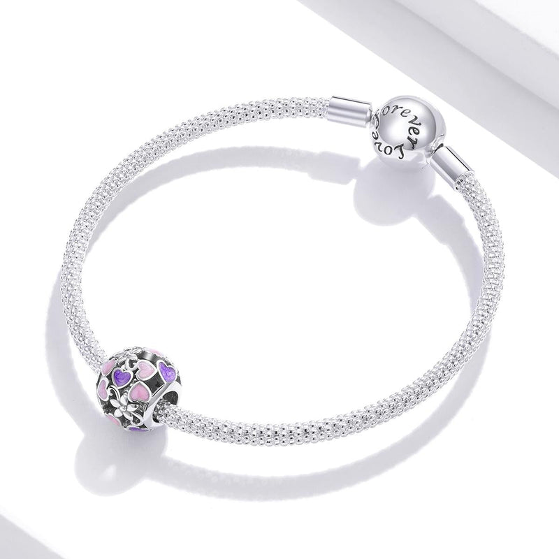 925 Sterling Silver Flower Heart Beads For Diy Bracelets & Necklaces