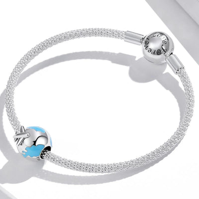 925 Sterling Silver World Travel Beads For Bracelet / Necklace