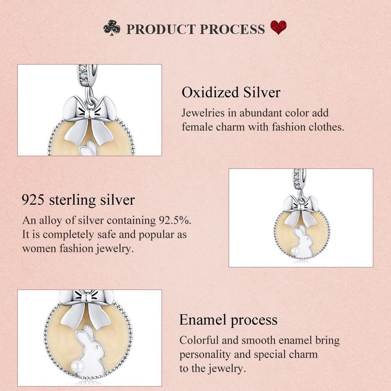 925 Sterling Silver Bunny Pendant For Bracelet Or Necklace