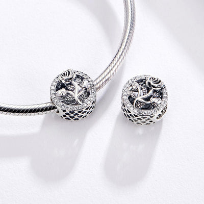 925 Sterling Silver Rose Beaded Bracelet Charm