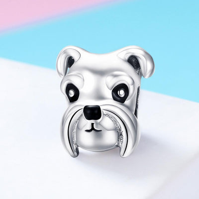 925 Sterling Silver Schnauzer Beads Platinum Plated