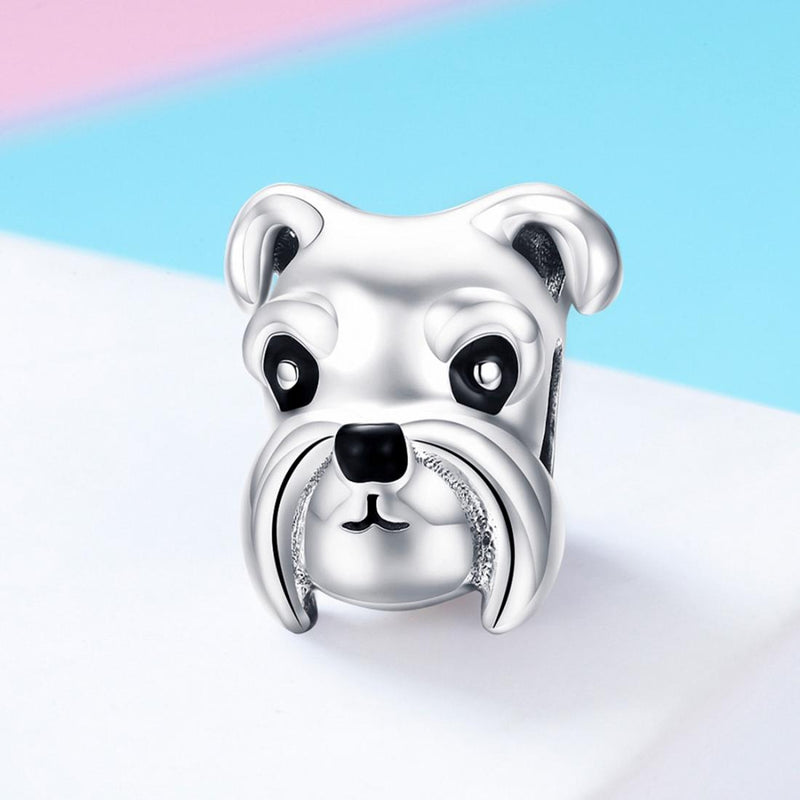 925 Sterling Silver Schnauzer Beads Platinum Plated