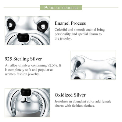 925 Sterling Silver Schnauzer Beads Platinum Plated