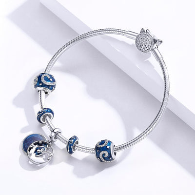 925 Sterling Silver Starry Sky Pendant For Diy Bracelets & Necklaces