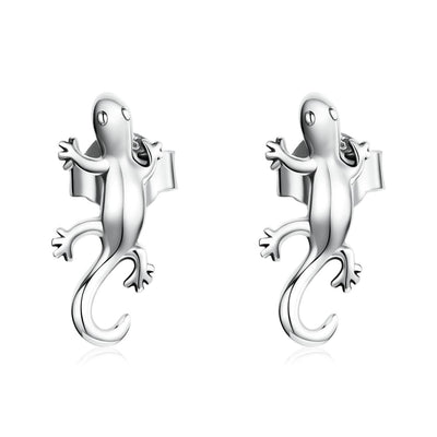 925 Sterling Silver Gecko Ear Studs Earrings For Women