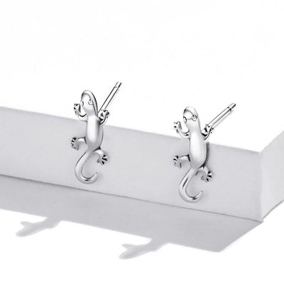 925 Sterling Silver Gecko Ear Studs Earrings For Women