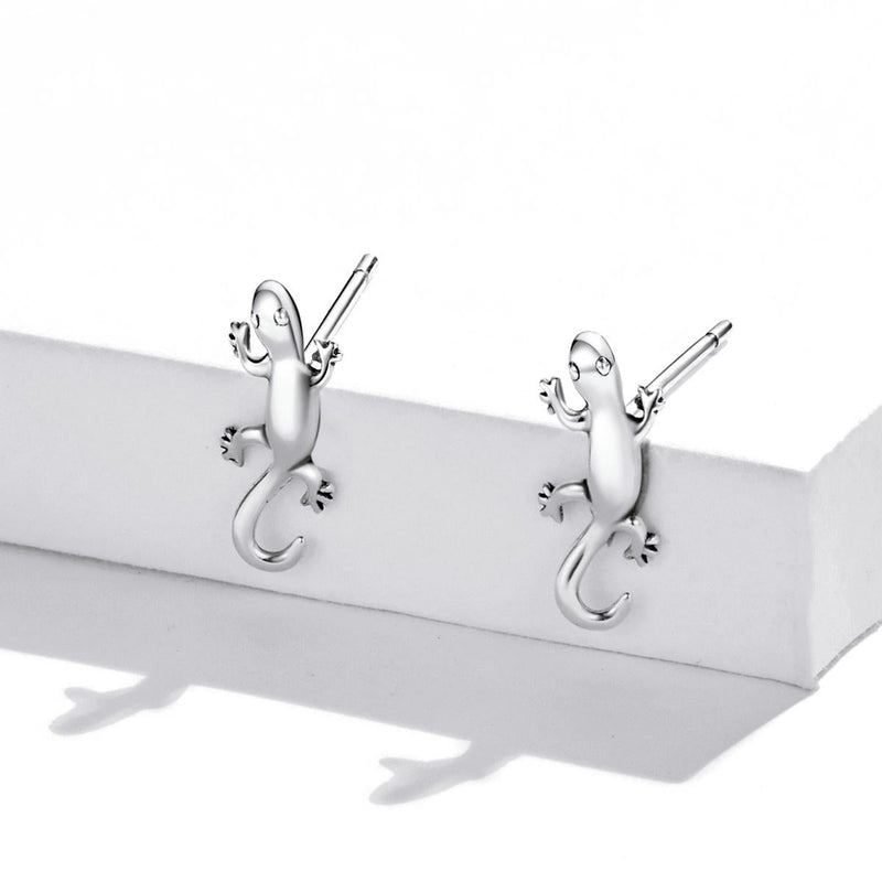 925 Sterling Silver Gecko Ear Studs Earrings For Women