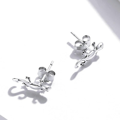 925 Sterling Silver Gecko Ear Studs Earrings For Women