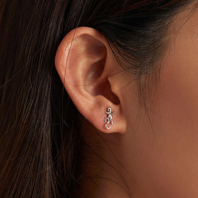 925 Sterling Silver Gecko Ear Studs Earrings For Women