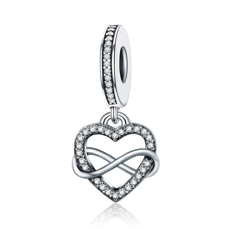 925 Sterling Silver Heart Diamond Pendant For Bracelet Or Necklace
