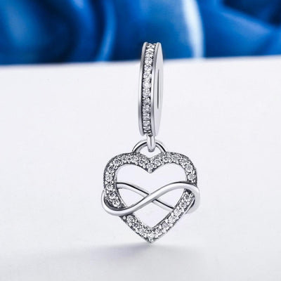 925 Sterling Silver Heart Diamond Pendant For Bracelet Or Necklace
