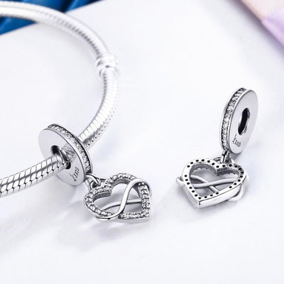 925 Sterling Silver Heart Diamond Pendant For Bracelet Or Necklace