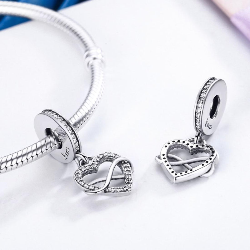 925 Sterling Silver Heart Diamond Pendant For Bracelet Or Necklace