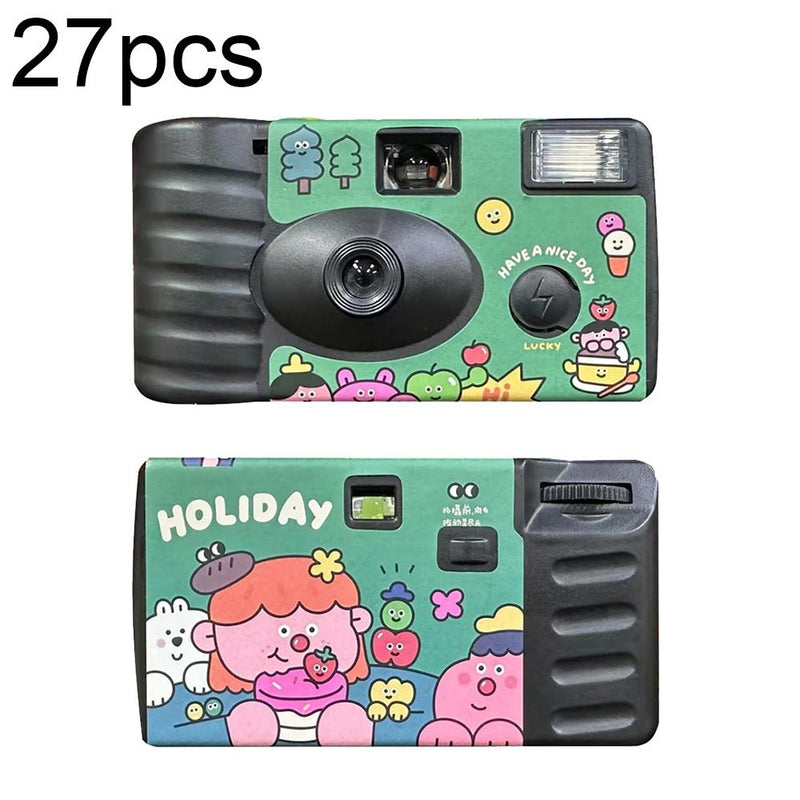 27 Retro Film Camera Stickers - Waterproof Holiday-themed Cartoon Decor