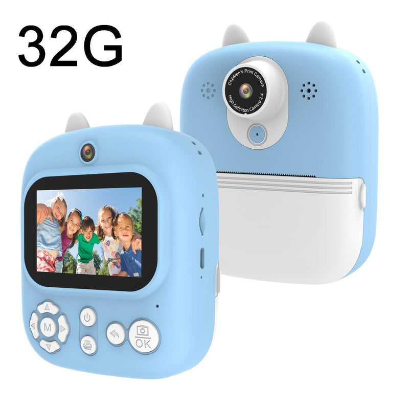 32G Instant Camera With 2.4 Display & Card Reader For Kids - 1200W Blue - 32G + Card Reader Purple