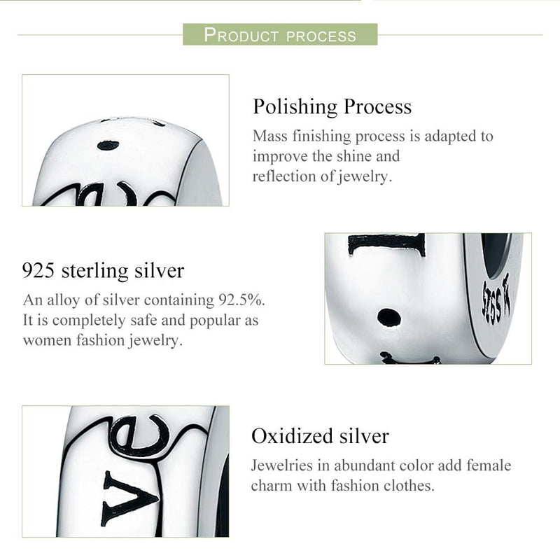 925 Sterling Silver Love Heart Beads Perfect Gift!