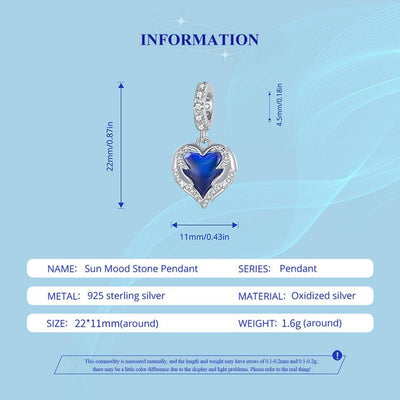 925 Sterling Silver Temperature Sensitive Heart Pendant For Jewelry