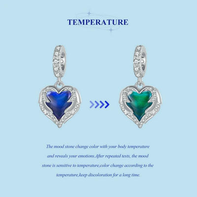 925 Sterling Silver Temperature Sensitive Heart Pendant For Jewelry