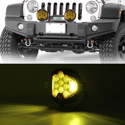 7 Inch Dc12V - 30V 8000Lm 6500K 90W Car Led Light On Three Sides Headlight For Jeep Wrangler Gold Light