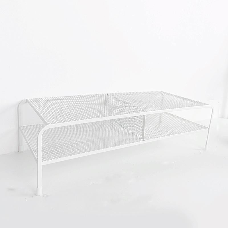 Desk Organizer Bracket for Elevated Computer Monitor - Wrought Iron - Deepen Dual Layer Split