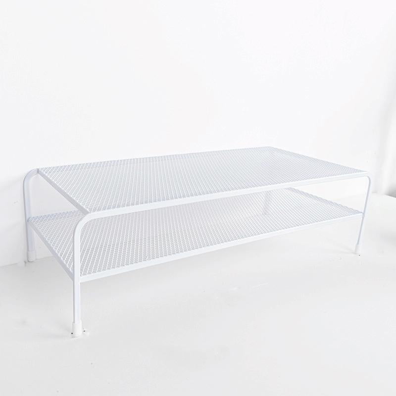 Desk Organizer Bracket for Elevated Computer Monitor - Wrought Iron - Deepen Dual Layer Split