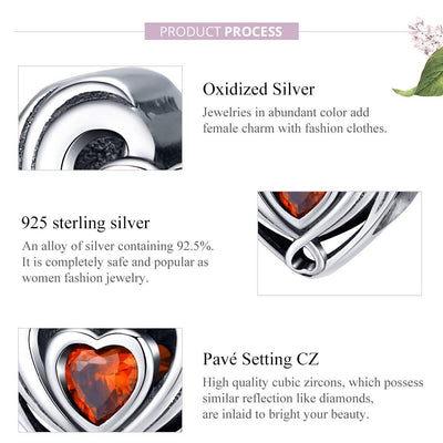 925 Sterling Silver Diy Heart Shaped Beads For Bracelets