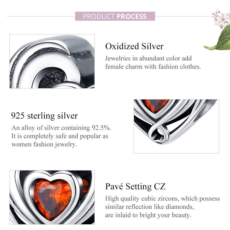925 Sterling Silver Diy Heart Shaped Beads For Bracelets
