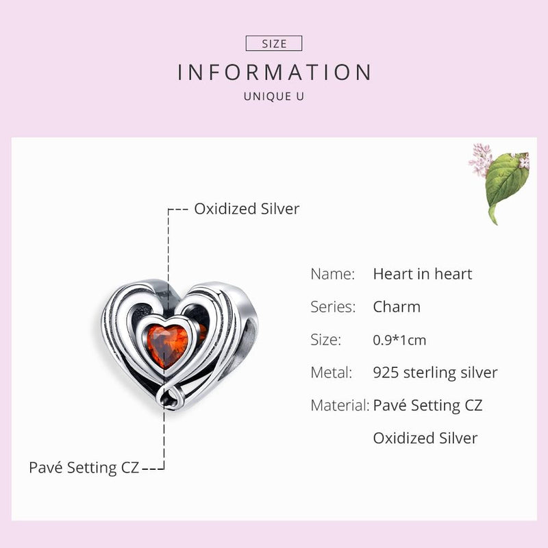 925 Sterling Silver Diy Heart Shaped Beads For Bracelets