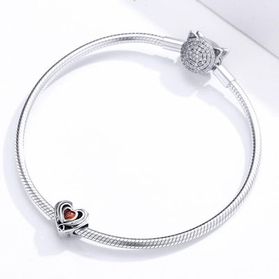925 Sterling Silver Diy Heart Shaped Beads For Bracelets