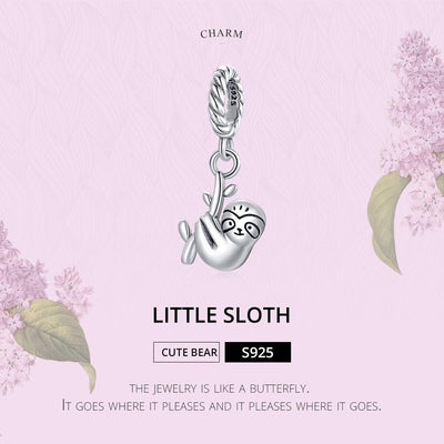 925 Sterling Silver Sloth Pendant For Diy Bracelets & Necklaces