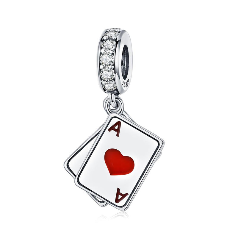 925 Sterling Silver Red Heart Pendant For Diy Bracelet Or Necklace