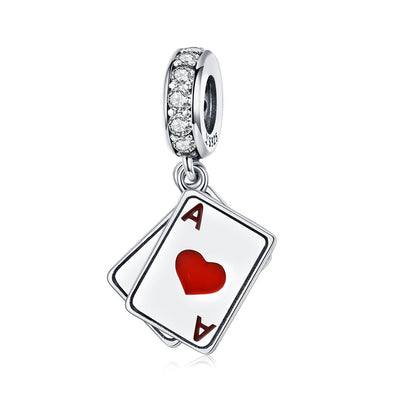 925 Sterling Silver Red Heart Pendant For Diy Bracelet Or Necklace