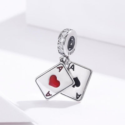 925 Sterling Silver Red Heart Pendant For Diy Bracelet Or Necklace