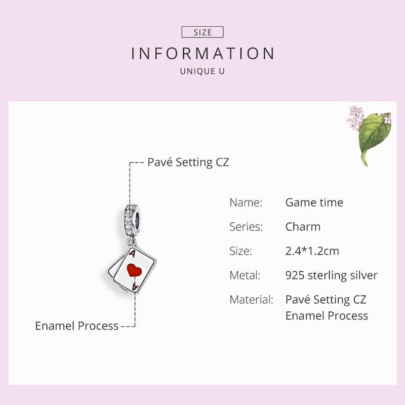 925 Sterling Silver Red Heart Pendant For Diy Bracelet Or Necklace