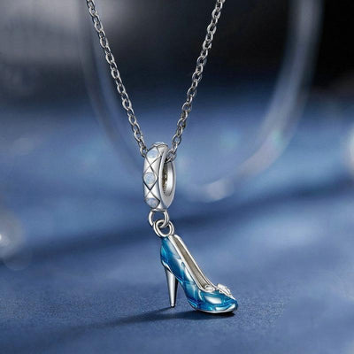 925 Sterling Silver Blue Magic Dance Shoes Necklace Pendant