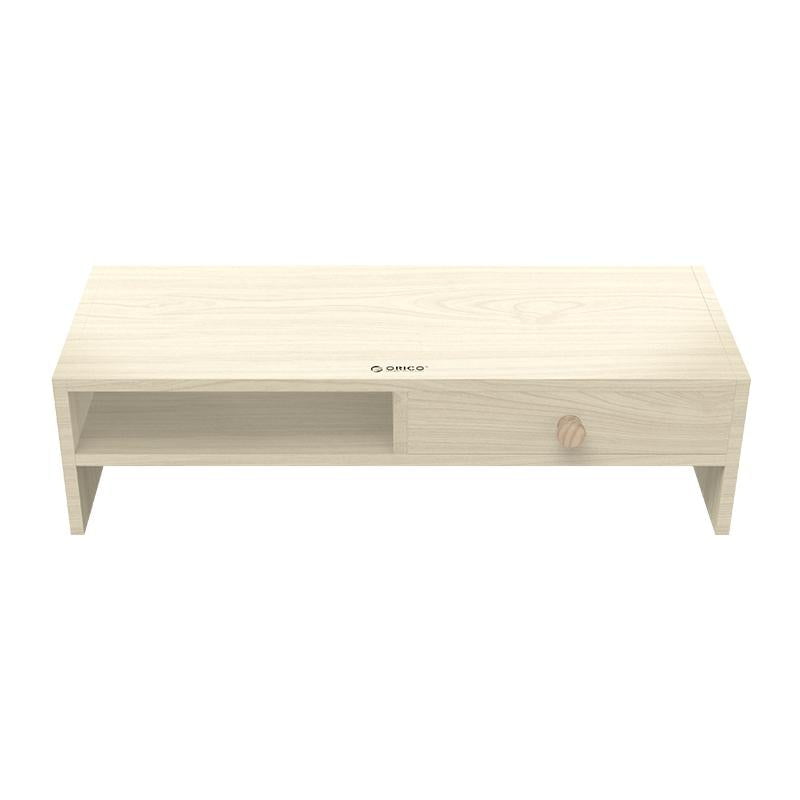 Wood Grain Monitor Stand with Drawer - 2 Layers