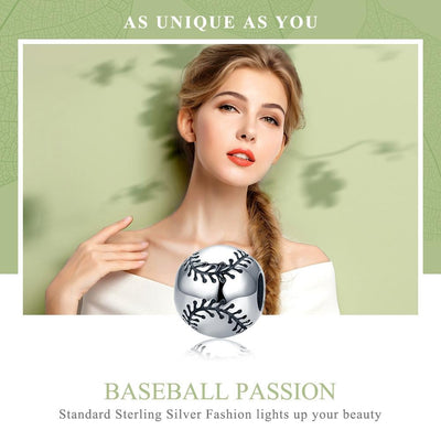 925 Sterling Silver Baseball Passion Beads For Diy Bracelets & Necklaces