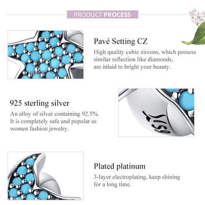 925 Sterling Silver Starfish Beaded Bracelet Diy Beads