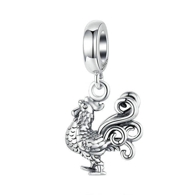 925 Sterling Silver Rooster Pendant For Diy Bracelets