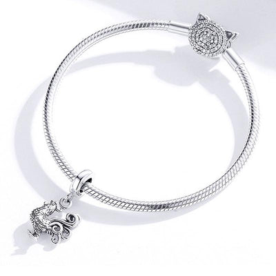 925 Sterling Silver Rooster Pendant For Diy Bracelets