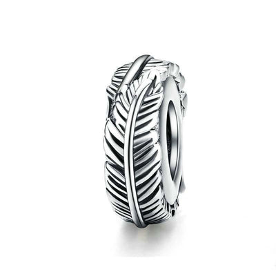 925 Sterling Silver Boho Feather Beads For Diy Bracelets