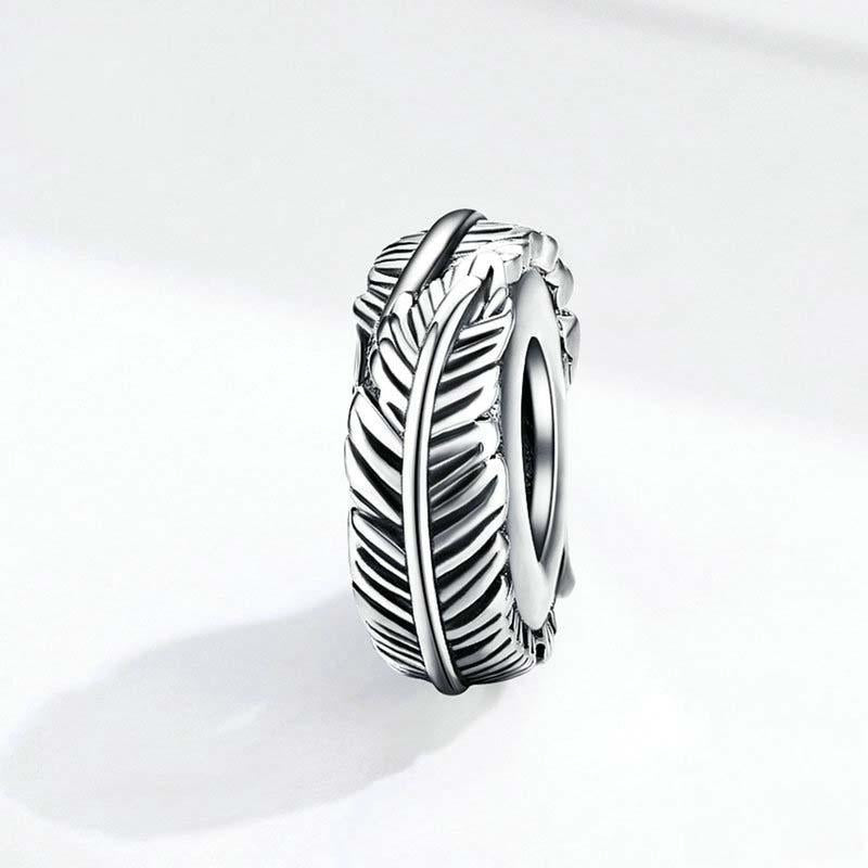 925 Sterling Silver Boho Feather Beads For Diy Bracelets
