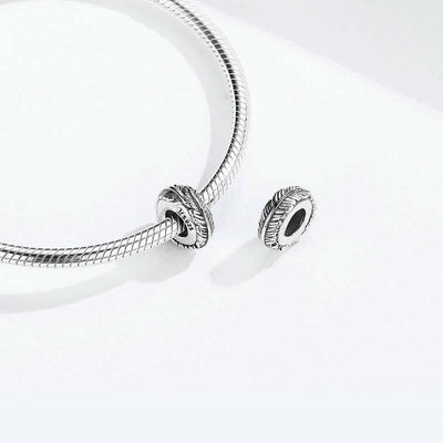 925 Sterling Silver Boho Feather Beads For Diy Bracelets