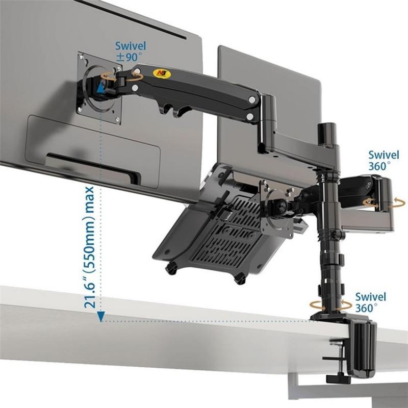 Full Motion Dual Arm Clamp for 22-32 Inch Lcd Tv Monitor Desk Holder with Gas Spring