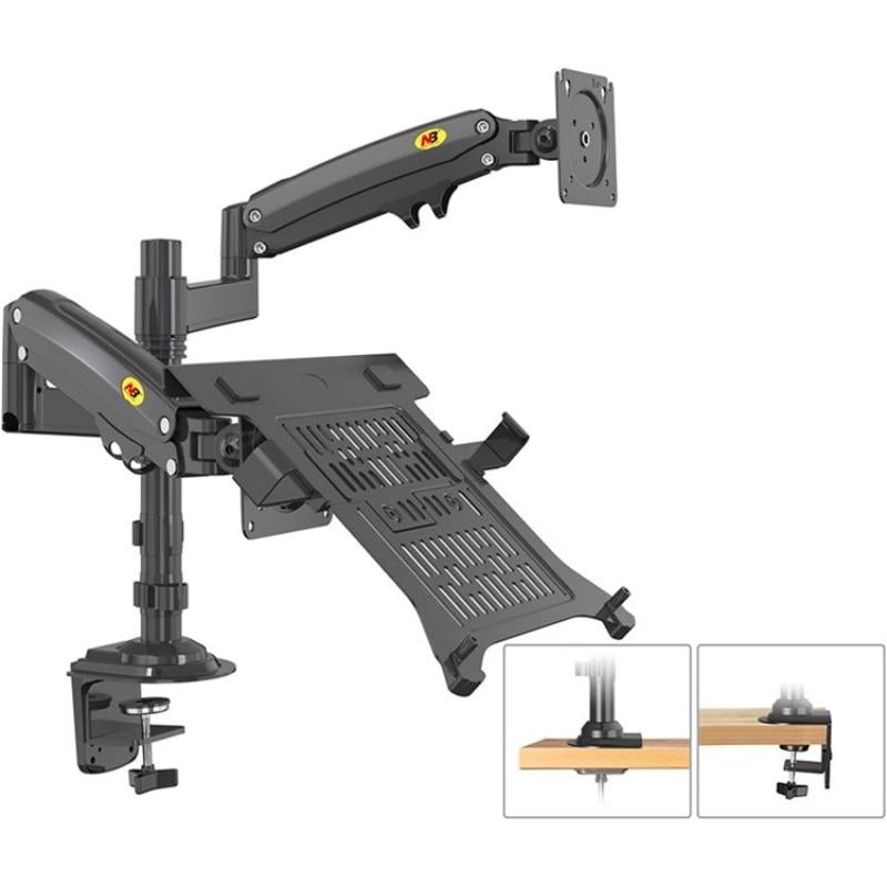 Full Motion Dual Arm Clamp for 22-32 Inch Lcd Tv Monitor Desk Holder with Gas Spring