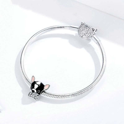 925 Sterling Silver Charming Chihuahua Beaded Bracelet