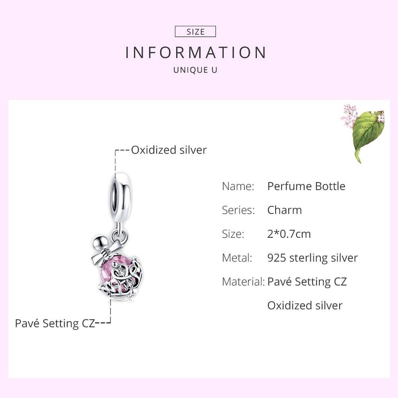 925 Sterling Silver Perfume Bottle Pendant For Diy Bracelets & Necklaces